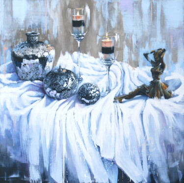 Pintura titulada "Composition à la da…" por Sylvie Julkowski-Egard, Obra de arte original, Oleo Montado en Bastidor de camil…