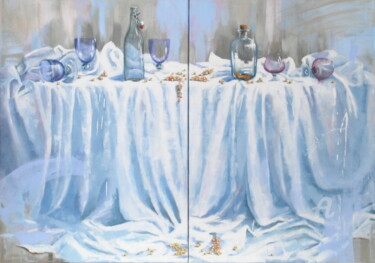 Peinture intitulée "Composition aux gro…" par Sylvie Julkowski-Egard, Œuvre d'art originale, Huile Monté sur Châssis en bois