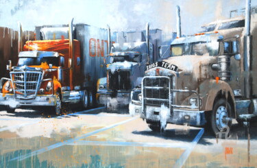 Peinture intitulée "Canadian Trucks" par Sylvie Julkowski-Egard, Œuvre d'art originale, Huile