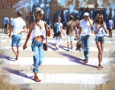 Peinture intitulée "Crosswalk" par Sylvie Julkowski-Egard, Œuvre d'art originale, Huile Monté sur Châssis en bois