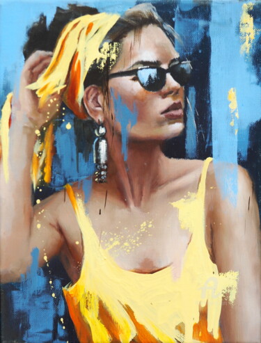 Peinture intitulée "En jaune" par Sylvie Julkowski-Egard, Œuvre d'art originale, Huile Monté sur Châssis en bois