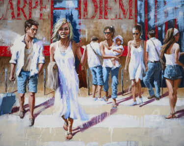 Pintura titulada "Carpe Diem" por Sylvie Julkowski-Egard, Obra de arte original, Oleo Montado en Bastidor de camilla de made…