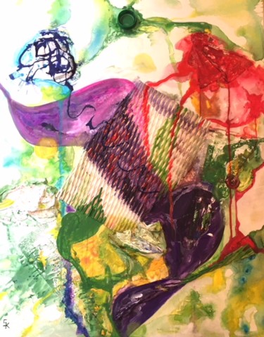 Peinture intitulée "Derrière le voile" par Sylvie Kablan, Œuvre d'art originale, Acrylique