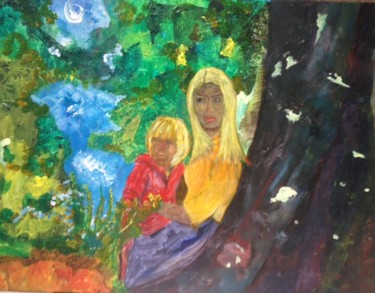 Painting titled "Sous-bois" by Sylvie Kablan, Original Artwork, Acrylic