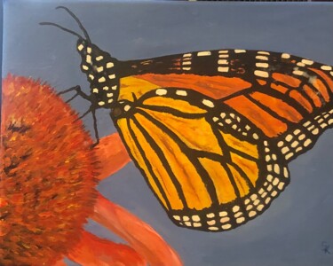 Peinture intitulée "Papillon fascinant" par Sylvie Kablan, Œuvre d'art originale, Acrylique Monté sur Carton