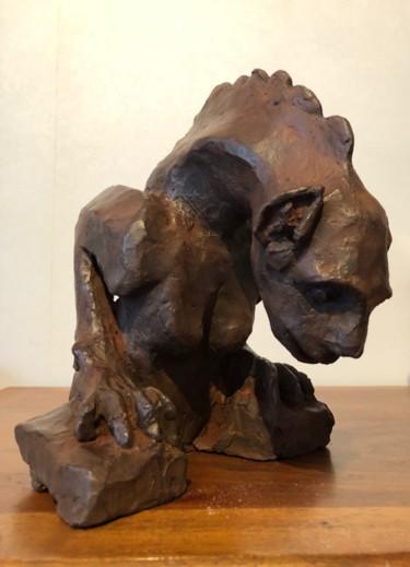 Sculpture intitulée "Petite gargouille" par Sylvie Lamande, Œuvre d'art originale, Argile