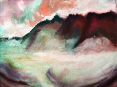 Malerei mit dem Titel "Paysage" von Sylvie Lamande, Original-Kunstwerk, Aquarell