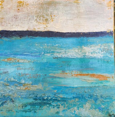 Pittura intitolato "Paysage abstrait" da Sylvie Le Boulh, Opera d'arte originale, Acrilico Montato su Telaio per barella in…