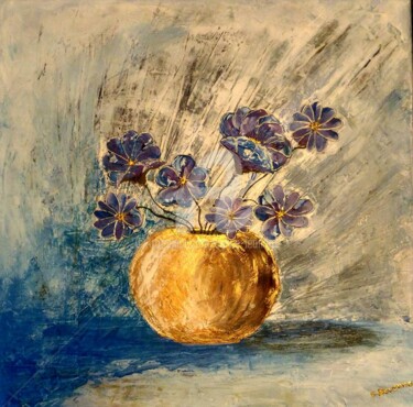 Peinture intitulée "Les fleurs bleues" par Sylvie Léandre, Œuvre d'art originale, Acrylique