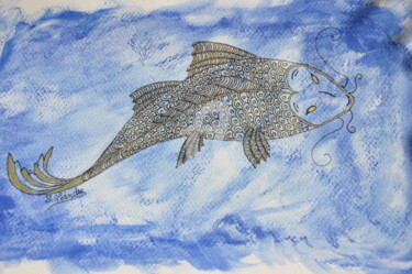 Rysunek zatytułowany „poisson d'or” autorstwa Sylvie Léandre, Oryginalna praca