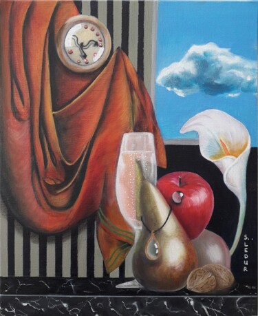 Painting titled "TEMPS QU'ATTEND" by Sylvie Ledur, Original Artwork, Oil