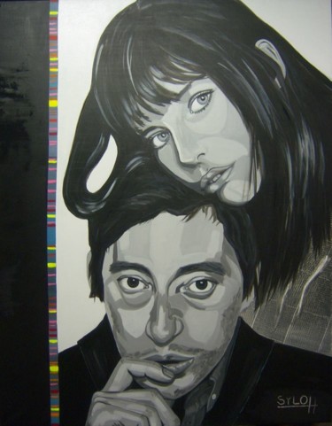 Peinture intitulée ""Jane et Serge"" par Sylvie Lohmann, Œuvre d'art originale