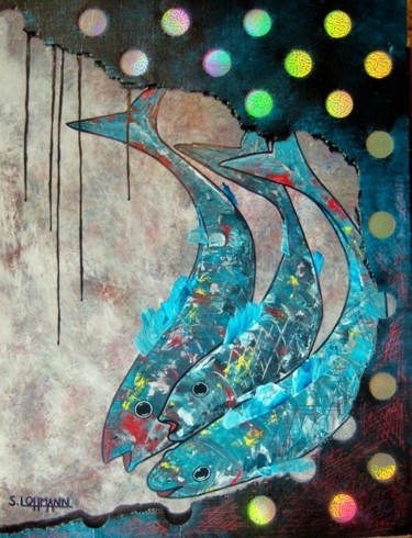 Painting titled ""Noirceur des Pensé…" by Sylvie Lohmann, Original Artwork