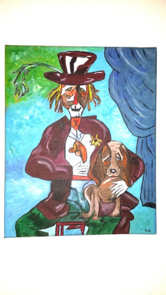 Peinture intitulée "le clown épouvantai…" par Sylo, Œuvre d'art originale, Acrylique