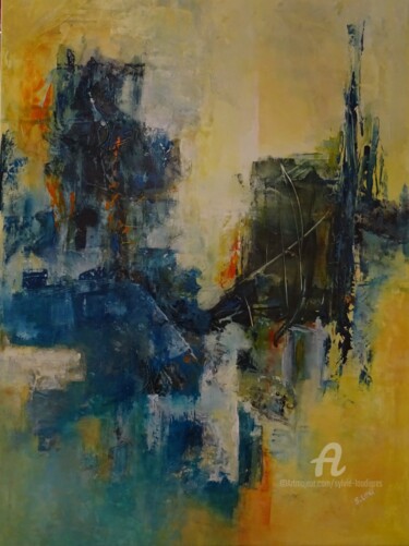 Painting titled "Mémoire urbaine Réf…" by Sylvie Loudieres, Original Artwork, Acrylic Mounted on Wood Stretcher frame