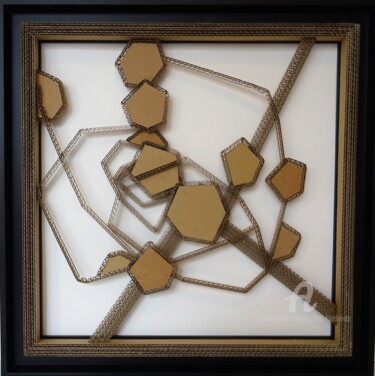 Sculpture titled "Volutes FC6" by Sylvie Loudieres, Original Artwork, Cardboard Mounted on Wood Stretcher frame
