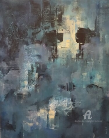 Painting titled "Lueurs nocturnes" by Sylvie Loudieres, Original Artwork, Acrylic Mounted on Wood Stretcher frame