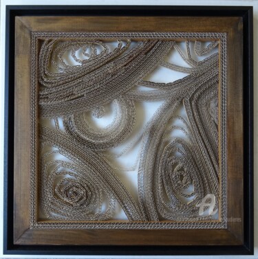 Sculpture titled "Volutes Réf : HC27…" by Sylvie Loudieres, Original Artwork, Cardboard Mounted on Wood Stretcher frame