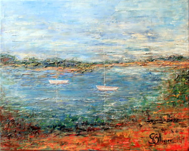 Painting titled "marine" by Sylvie Ollivier, Original Artwork, Oil