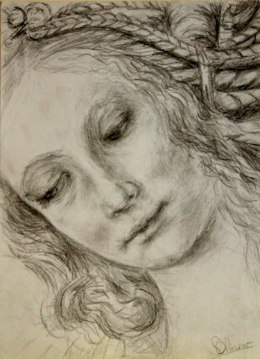 Drawing titled "etude de leonard de…" by Sylvie Ollivier, Original Artwork, Pencil