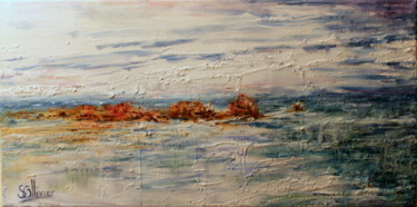 Peinture intitulée "mer et rochers" par Sylvie Ollivier, Œuvre d'art originale, Huile
