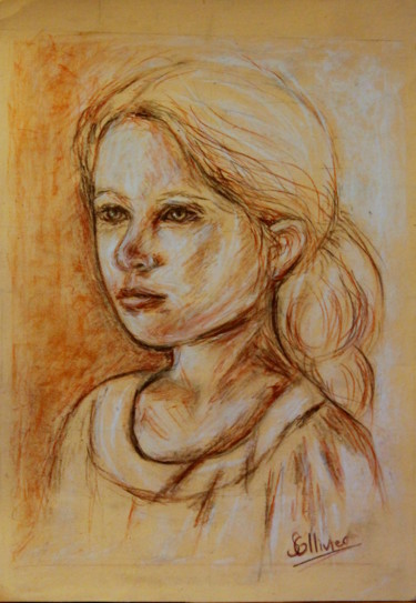 Drawing titled "étude de maria tere…" by Sylvie Ollivier, Original Artwork, Pastel
