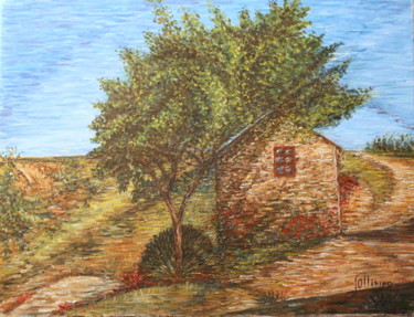 Peinture intitulée "l'arbre à la maison…" par Sylvie Ollivier, Œuvre d'art originale, Huile
