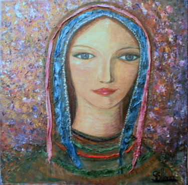 Painting titled "vierge" by Sylvie Ollivier, Original Artwork, Oil