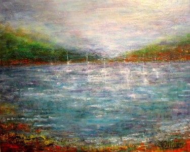 Painting titled "marine" by Sylvie Ollivier, Original Artwork, Oil