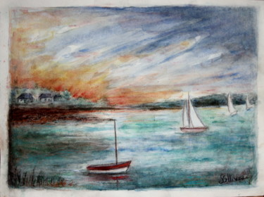 Pintura intitulada "baie bretonne" por Sylvie Ollivier, Obras de arte originais, Aquarela