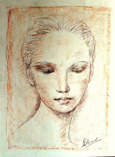 Drawing titled "étude de Léonard de…" by Sylvie Ollivier, Original Artwork, Conté