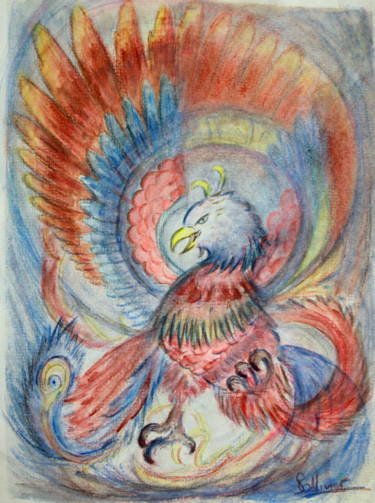 Desenho intitulada "phenix" por Sylvie Ollivier, Obras de arte originais, Tinta
