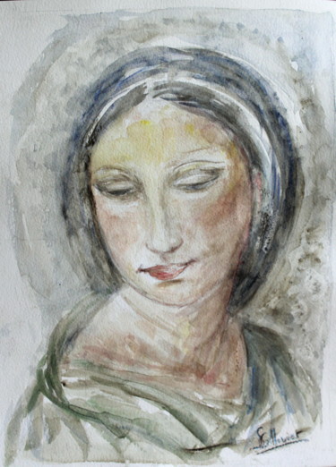 Картина под названием "étude femme de Raph…" - Sylvie Ollivier, Подлинное произведение искусства, Акварель