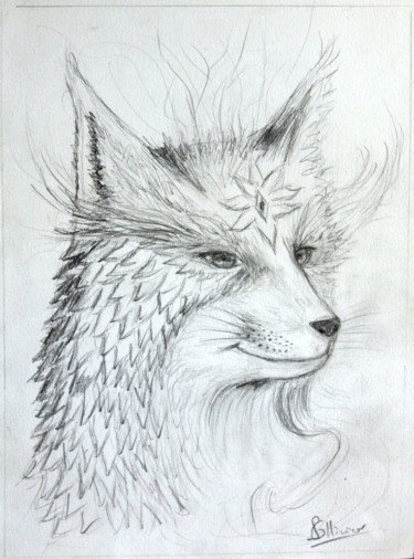 Drawing titled "animal elfique" by Sylvie Ollivier, Original Artwork, Conté