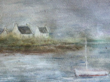 Peinture intitulée "dans la brume" par Sylvie Ollivier, Œuvre d'art originale, Aquarelle