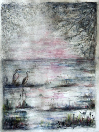 "marécage aux oiseaux" başlıklı Tablo Sylvie Ollivier tarafından, Orijinal sanat, Suluboya