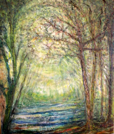 Pintura intitulada "lumiere-celeste" por Sylvie Ollivier, Obras de arte originais, Óleo