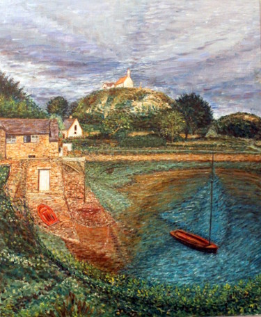 Peinture intitulée "barques" par Sylvie Ollivier, Œuvre d'art originale, Huile