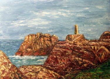 Peinture intitulée "phare-du-paon-ile-d…" par Sylvie Ollivier, Œuvre d'art originale, Huile