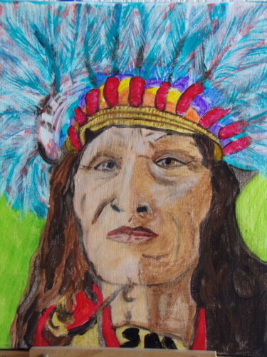 Painting titled "cheyenne" by Sylvie Mabille, Original Artwork, Acrylic