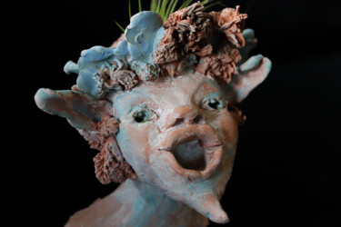 Sculpture intitulée "Fils de Pan" par Sylvie Magnien, Œuvre d'art originale, Argile