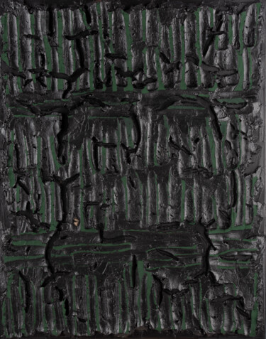 Pintura intitulada "Vert d'écriture" por Sylvie Mayer, Obras de arte originais, Pigmentos Montado em Armação em madeira