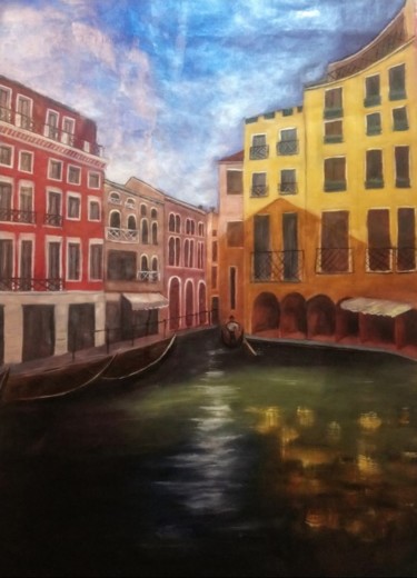 Pintura titulada "Souvenir de Venise" por Sylvie Médigue (Sylphyde), Obra de arte original, Oleo