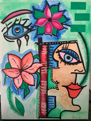 Painting titled "Tableau moderne, in…" by Sylvie Mercadier Cougoule, Original Artwork, Acrylic