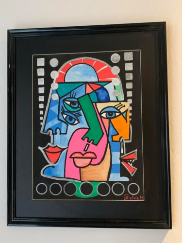 Malerei mit dem Titel "Tableau contemporai…" von Sylvie Mercadier Cougoule, Original-Kunstwerk, Acryl