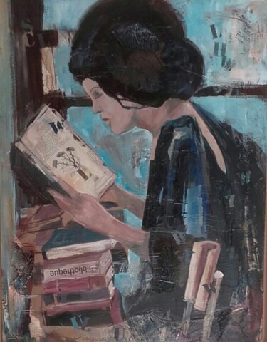 Peinture intitulée "La lectrice" par Sylvie Mercier, Œuvre d'art originale, Acrylique