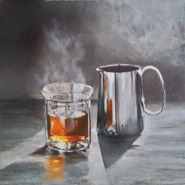 Pintura titulada "la tasse de thé" por Sylvie Mespoulhé, Obra de arte original, Oleo Montado en Bastidor de camilla de madera