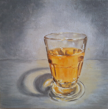 Painting titled "verre N°2" by Sylvie Mespoulhé, Original Artwork, Oil Mounted on Wood Stretcher frame
