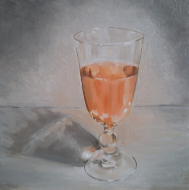 Painting titled "verre N°4" by Sylvie Mespoulhé, Original Artwork, Oil Mounted on Wood Stretcher frame