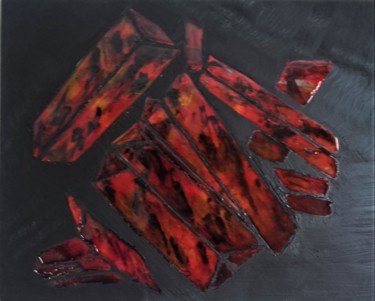 Peinture intitulée "feu de cheminée" par Pierre Locci, Œuvre d'art originale, Acrylique